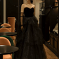 Charming Black Prom Gown , Glitter Tulle Sequins Corset Maxi Evening Dress RS1362