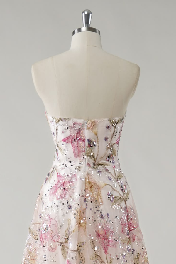 Charming Floral Beaded Prom Gown , Chiffon Elegant Maxi Party Dress Birthday Dress RS1371