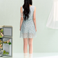 Swing collar playful floral tie dress summer design chiffon short skirt R3322
