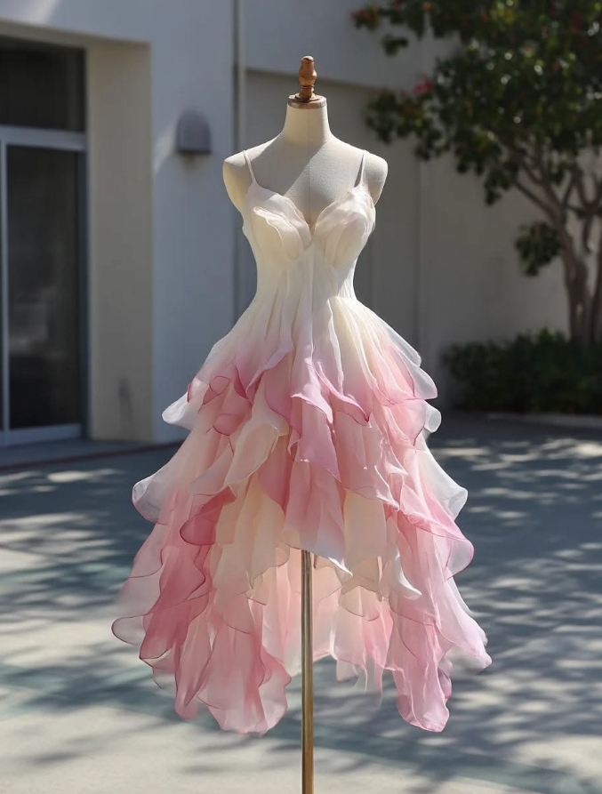 Dreamy Pink Homecoming Dress , Chiffon Pleated Bodycon Short Prom Dress Cami Dress RS1379