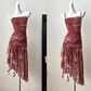 New Chinese style women's red irregular sling dress tube top long skirt summer adult dress concert wear R0090