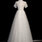 Dreamy White Prom Gown , Tulle Sequins Embroidery Corset Maxi Evening Dress RS1399