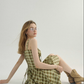 French suspender skirt seaside holiday short skirt fairy skirt plaid dress R2765