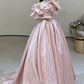 Sparkly Pink Prom Gown , Silky Princess Style Corset Maxi Evening Dress RS1402