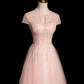 Gentle Pink Prom Gown , Sequins Romantic Tulle Corset Maxi Evening Dress Birthday Dress RS1405