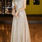 Elegant Sliver Prom Gown , Sequins Glitter Corset Maxi Evening Dress RS1409