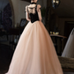 Elegant Contrast Prom Gown , Glitter Tulle Corset Maxi Evening Dress Ball Gown RS1427