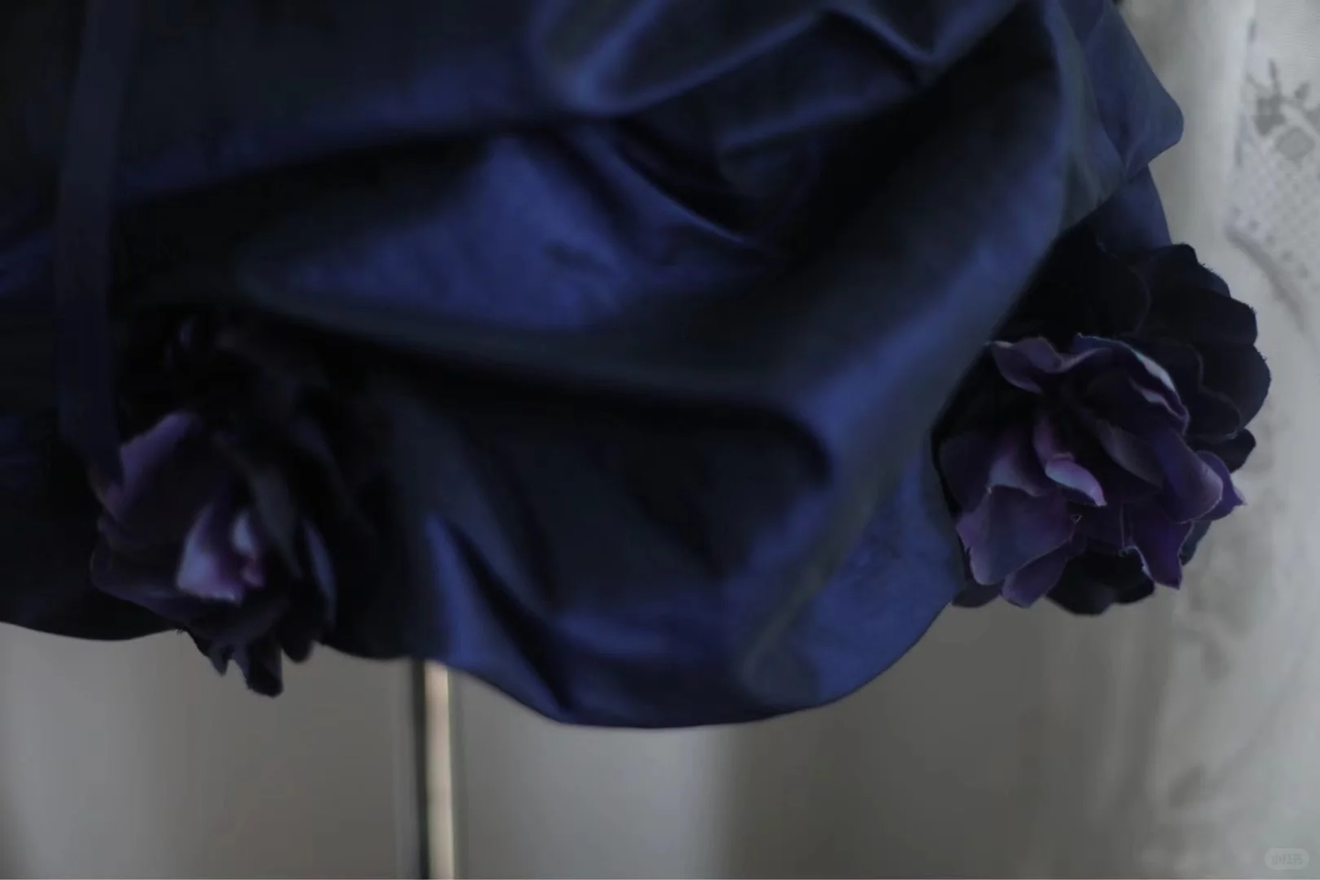 Navy blue tube top waist A-line puffy design skirt short homecoming dress R4152