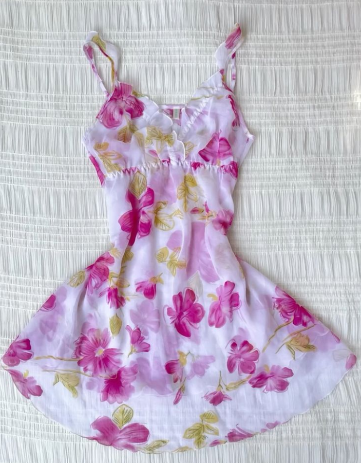 Pretty Floral Homecoming Dress , Flowy Chiffon Corset Mini Summer Dress RS1466