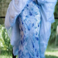 Blue floral tube top sequined waist slim fishtail maxi dress dreamy bridal gown R5704