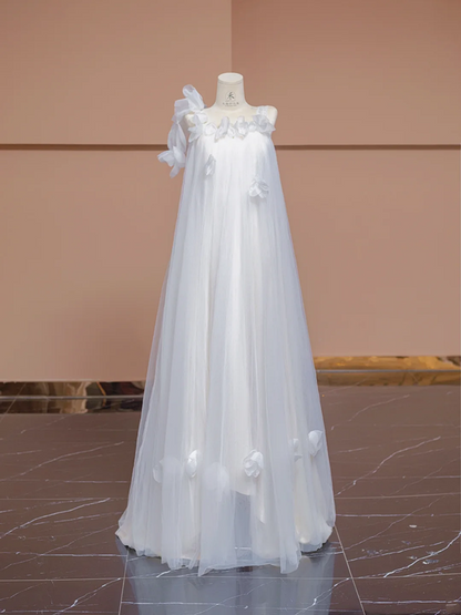 White halter-neck, straight-cut, long ball gown, bridal dress R8316