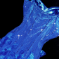 Blue halter-neck, fitted waist, elegant floral skirt, long ball gown R7056