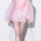 Pink strap one-shoulder slim waist sweet and cute mini skirt homecoming dress R4517