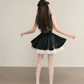 Black suspender waist slim A-line short skirt homecoming dress R5405