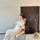 White tube top lace waist slim fishtail sexy long dress bridal gown R6058