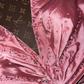 Pink halter neck fitted waist long satin ball gown R6416