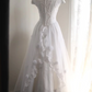 White beaded, fitted waist, classic and elegant long ball gown/bridal dress R6816
