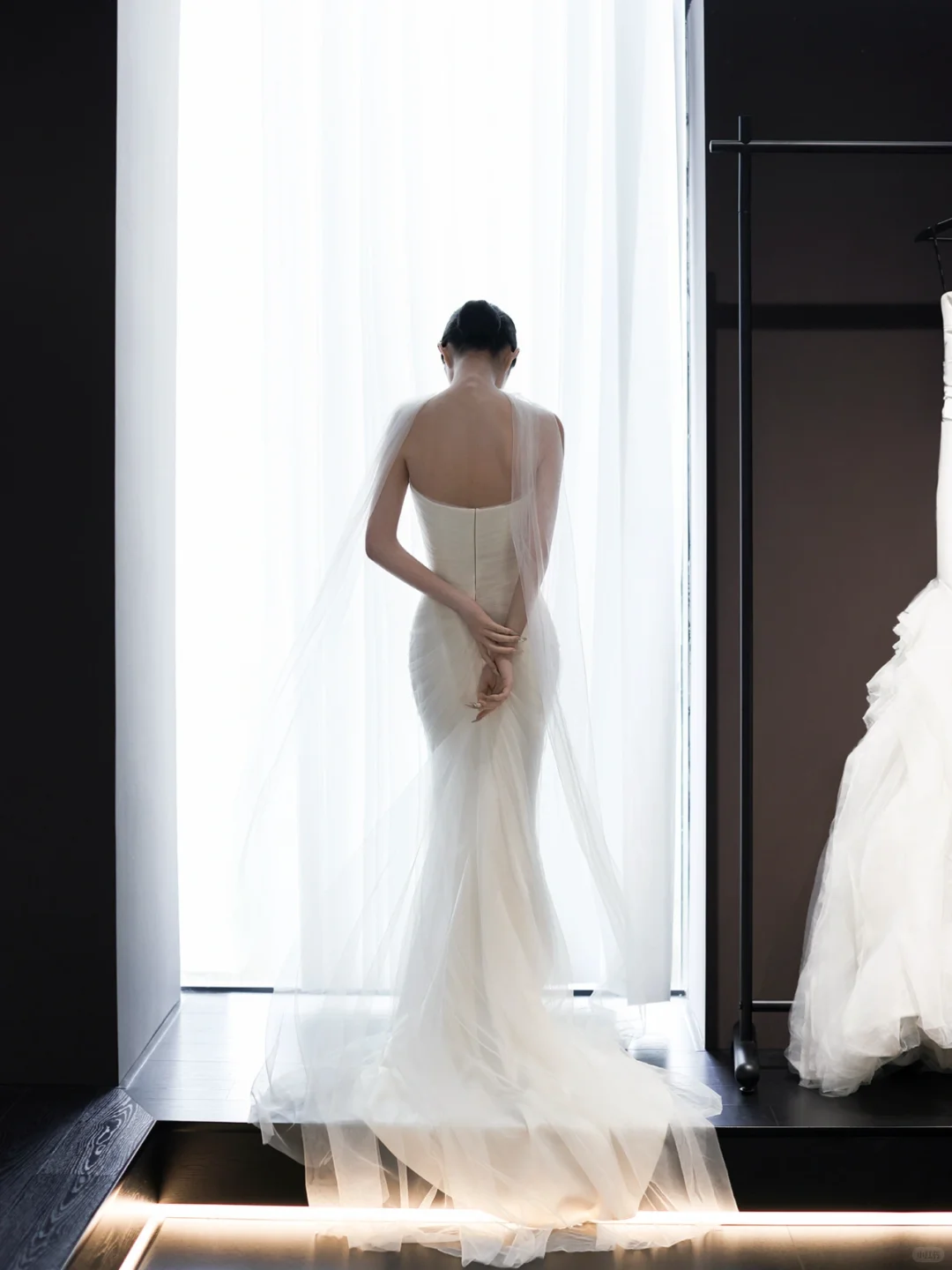 White tube top slim waist pleated sexy long dress bridal gown R6038