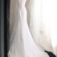 White V-neck fitted waist elegant long ball gown R6737