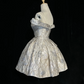 Silver retro pattern suspenders one shoulder waist slimming princess skirt homecoming dress R4924
