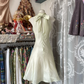 White halter-neck, fitted A-line short ball gown R6377