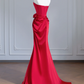 Red strapless fitted waist sexy long ball gown/bridal dress R8237