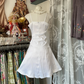 White halter-neck A-line mini dress, ball gown R6337