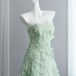 Light green strapless fitted long ball gown R8432
