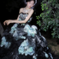 Light blue strapless fitted waist elegant ball gown with a full skirt, bridal dress R7249