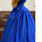 Blue Elegant Waist-Cinched Puffball Skirt Floor-Length Ball Gown, Bridal Gown R7348