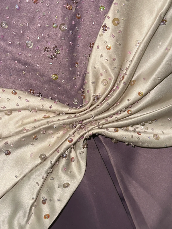 Purple strapless fitted long ball gown R7016