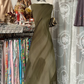 Dark green sleeveless, halterneck, slim-waisted, elegant long ball gown R6218
