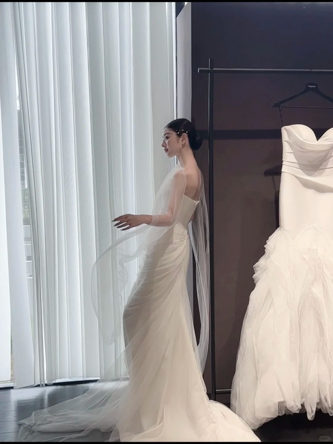 White tube top slim waist pleated sexy long dress bridal gown R6038