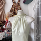 White halter-neck, fitted A-line short ball gown R6377