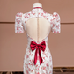 Red floral print, Chinese-style neckline, fitted waist, slimming silhouette, sexy long ball gown R8402