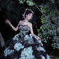 Light blue strapless fitted waist elegant ball gown with a full skirt, bridal dress R7249