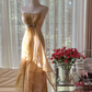 Champagne gold strapless fitted long ball gown R7692