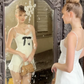 White halter waist slim lace skirt short skirt homecoming dress R4597