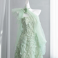 Light green strapless fitted long ball gown R8432