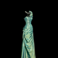 Green satin one-shoulder pleated waist long ball gown R6617