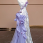 Light purple strapless 3D floral dress with a fitted waist and A-line skirt, a stylish ball gown/bridal gown R8287
