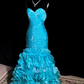 Lake blue strapless fitted waist pleated long ball gown R8680