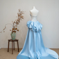 Light blue strapless fitted long ball gown R8893