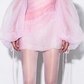 Pink strap one-shoulder slim waist sweet and cute mini skirt homecoming dress R4517