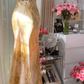 Champagne gold strapless fitted long ball gown R7692