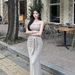 Light brown one-shoulder fitted waist bodycon long sexy ball gown R7536