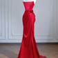 Red strapless fitted waist sexy long ball gown/bridal dress R8237