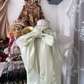 White halter-neck, fitted A-line short ball gown R6377