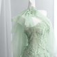 Light green strapless fitted long ball gown R8432
