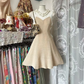 Light brown halter-neck fitted A-line short sexy prom dress R7804